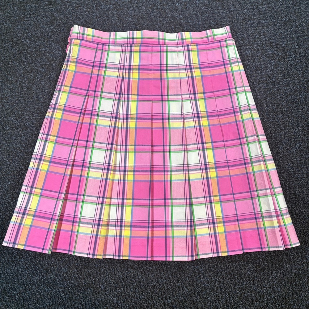 Lilly Pulitzer Skirt Womens Size 12 Pink Plaid Y2K Pleated Golf Preppy